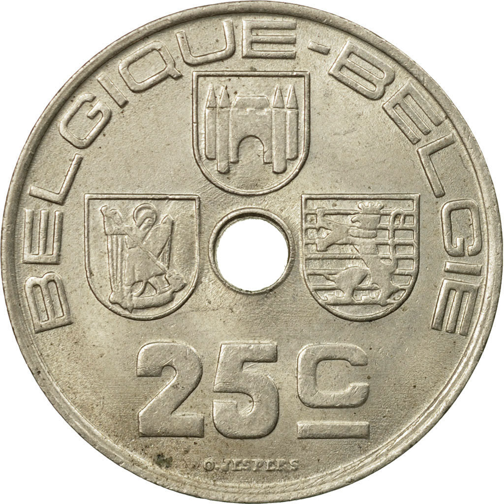Coin, Belgium, 25 Centimes, 1939, EF(40-45), Nickel-brass, KM:114.1