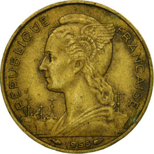 Coin, Réunion, 20 Francs, 1955, EF(40-45), Aluminum-Bronze, KM:11