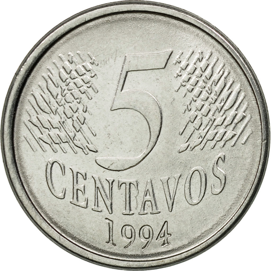 Coin, Brazil, 5 Centavos, 1994, EF(40-45), Stainless Steel, KM:632