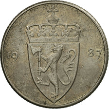 Coin, Norway, Olav V, 50 Öre, 1987, EF(40-45), Copper-nickel, KM:418