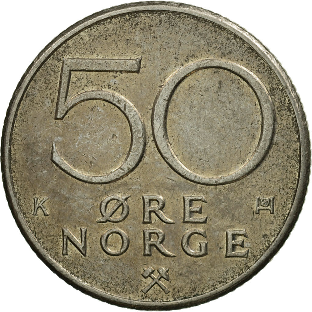Coin, Norway, Olav V, 50 Öre, 1987, EF(40-45), Copper-nickel, KM:418