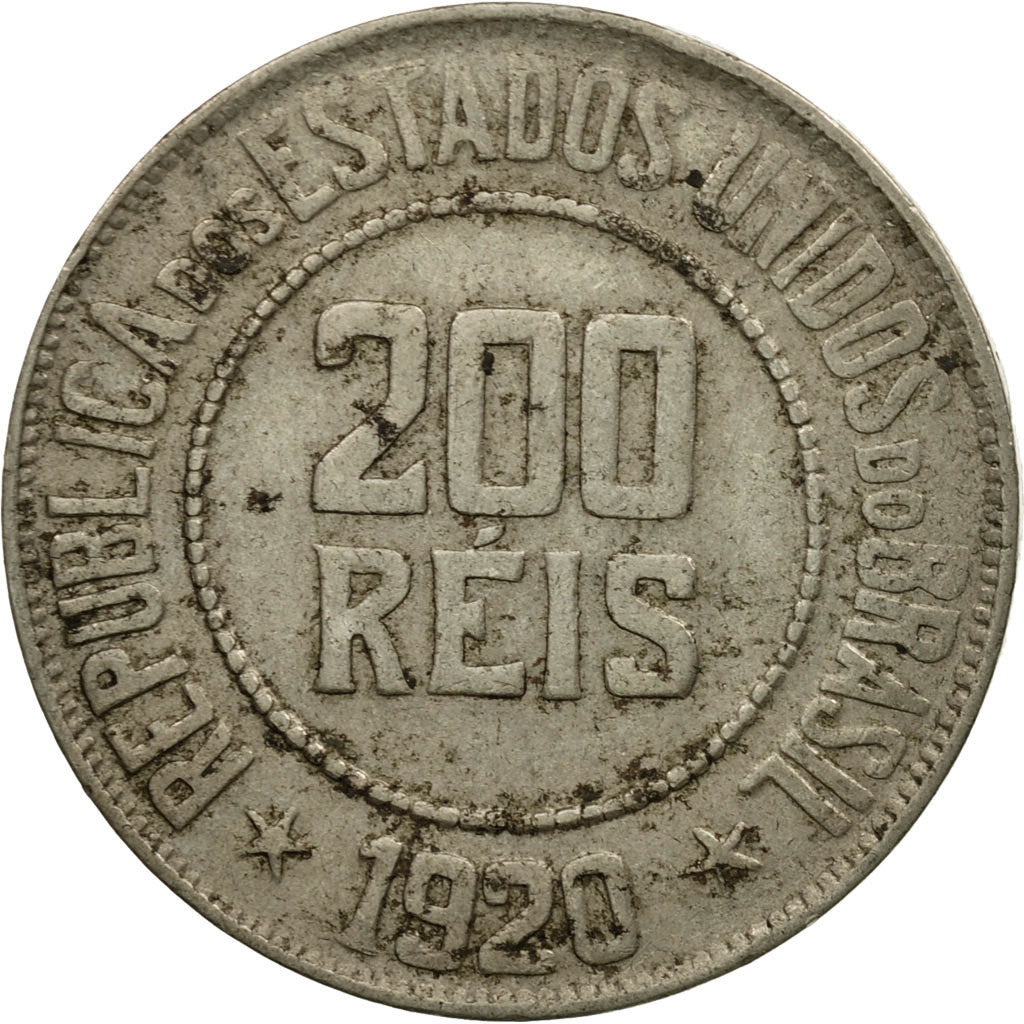 Coin, Brazil, 200 Reis, 1920, EF(40-45), Copper-nickel, KM:519