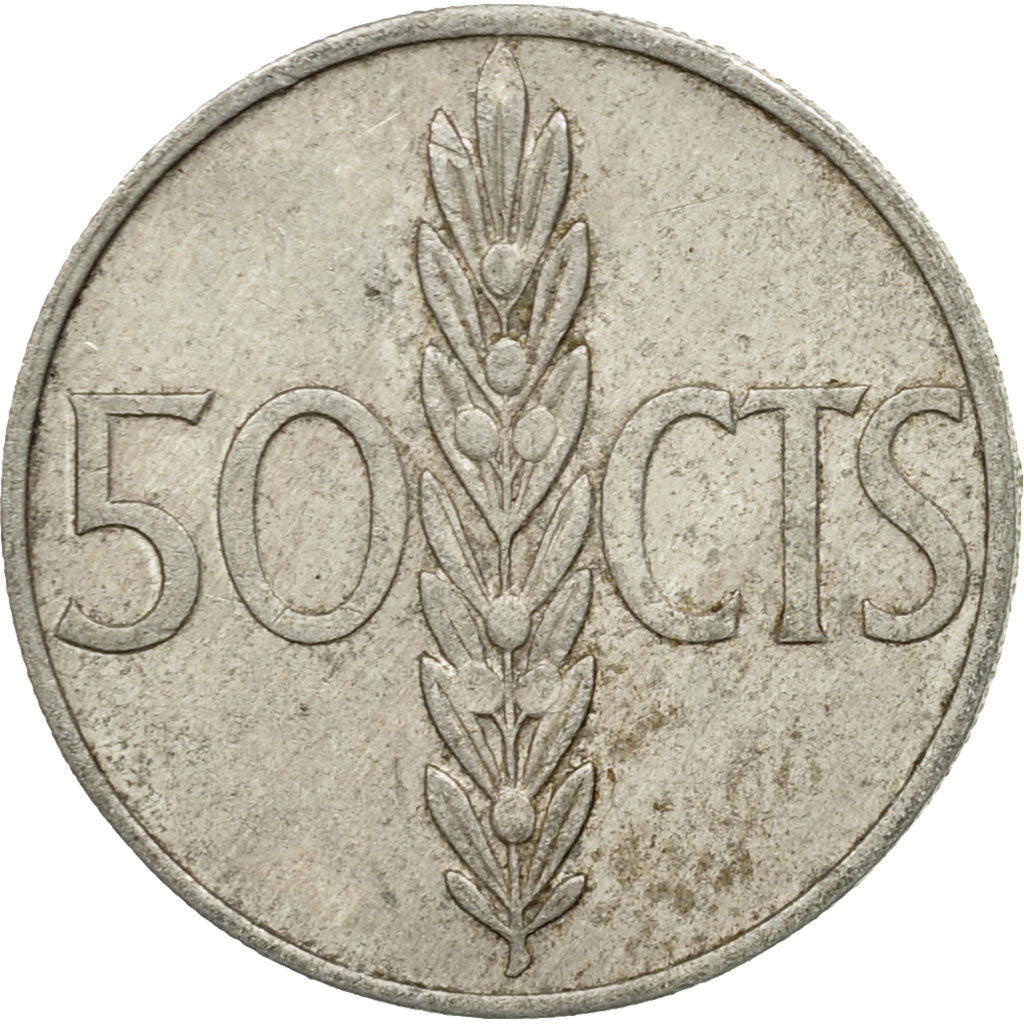 Coin, Spain, Francisco Franco, caudillo, 50 Centimos, 1967, EF(40-45), Aluminum