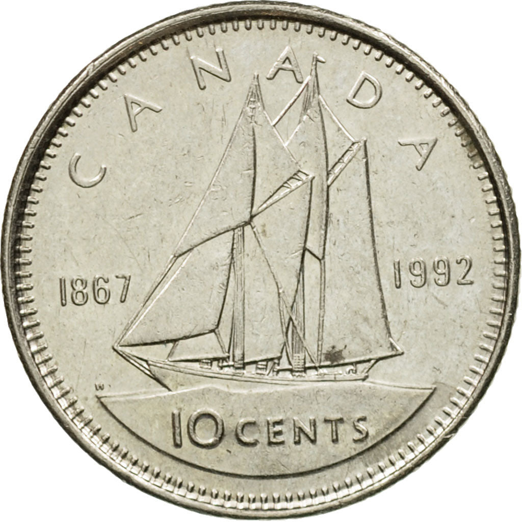 Coin, Canada, Elizabeth II, 10 Cents, 1992, Royal Canadian Mint, Ottawa
