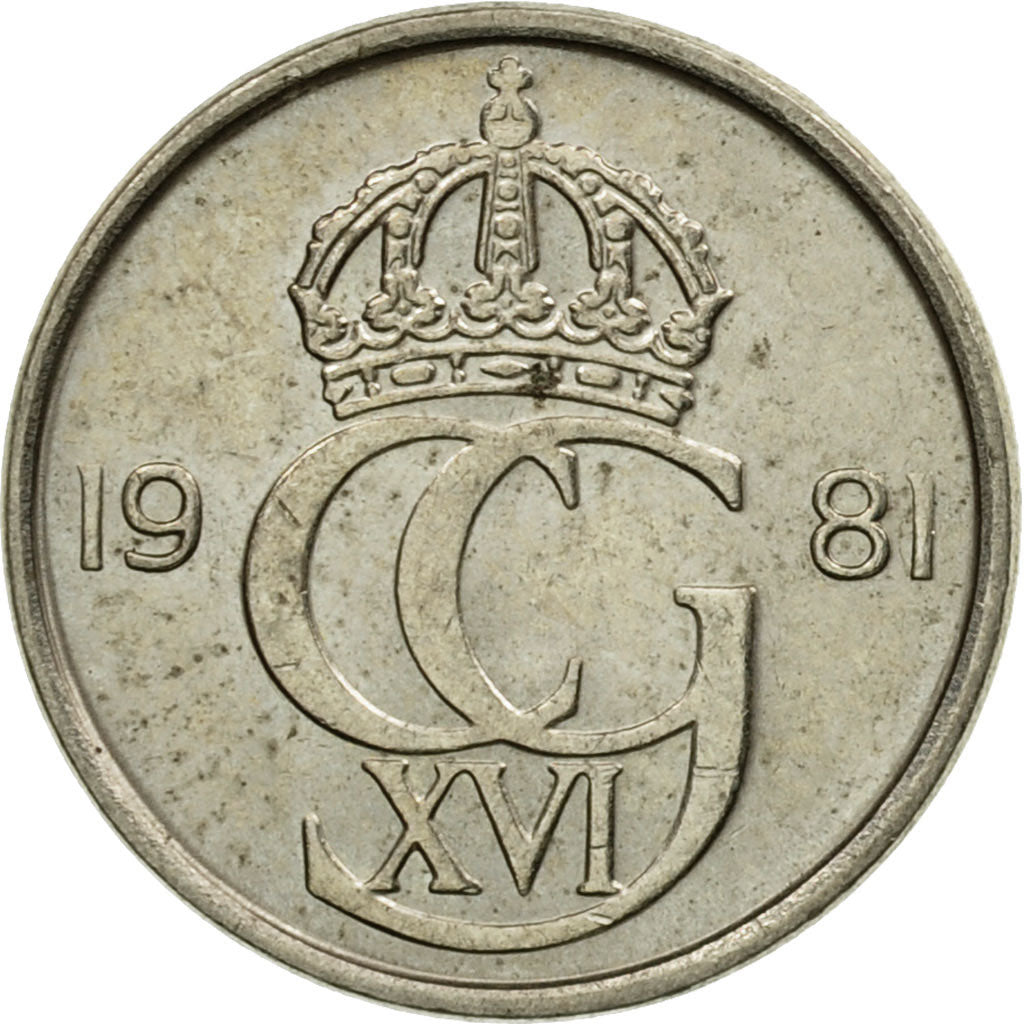 Coin, Sweden, Carl XVI Gustaf, 10 Öre, 1981, EF(40-45), Copper-nickel, KM:850