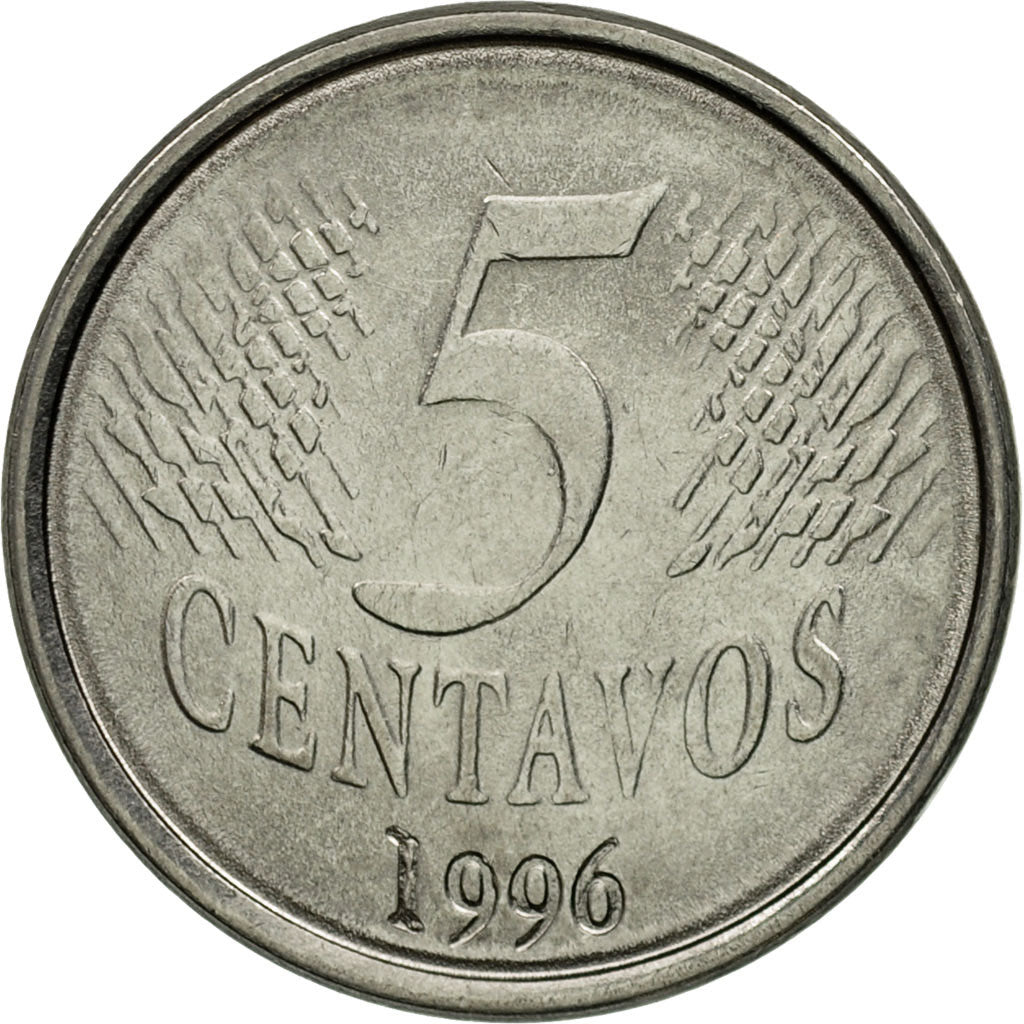 Coin, Brazil, 5 Centavos, 1996, EF(40-45), Stainless Steel, KM:632