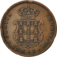 PORTUGAL, 5 Reis, 1871, KM #513, VF(30-35), Copper, 6.28