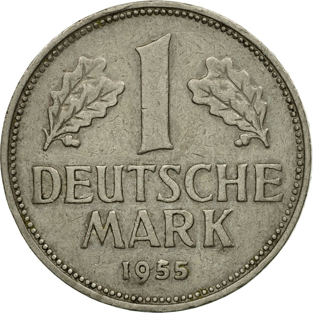 Coin, GERMANY - FEDERAL REPUBLIC, Mark, 1955, Munich, EF(40-45), Copper-nickel