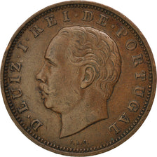 PORTUGAL, 20 Reis, 1884, KM #527, EF(40-45), Bronze, 30, 11.77