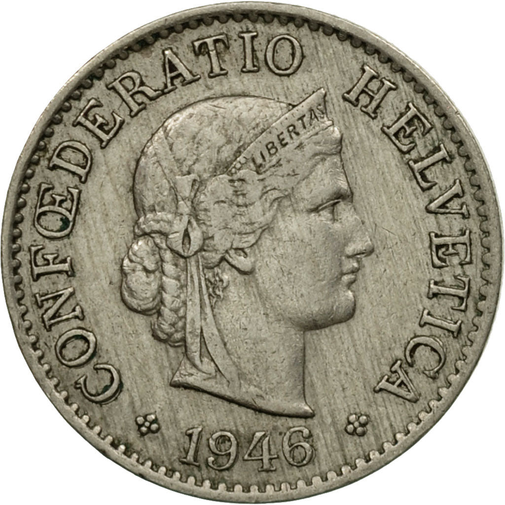 Coin, Switzerland, 5 Rappen, 1946, Bern, EF(40-45), Copper-nickel, KM:26