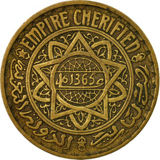 Coin, Morocco, Mohammed V, 5 Francs, 1945, Paris, EF(40-45), Aluminum-Bronze