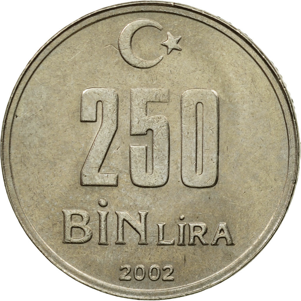 Coin, Turkey, 250000 Lira, 2002, Istanbul, EF(40-45), Copper-Nickel-Zinc