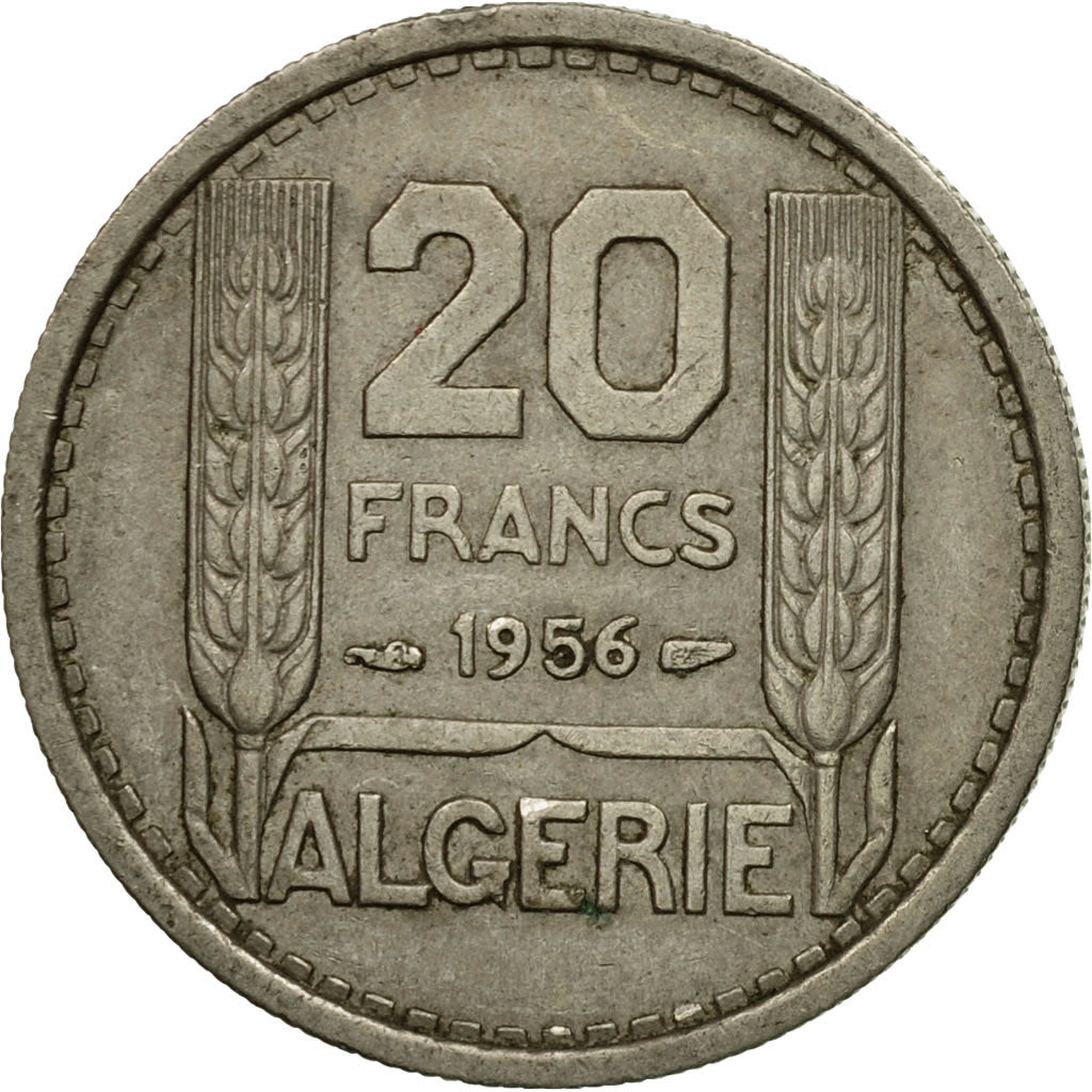 Coin, Algeria, 20 Francs, 1956, Paris, EF(40-45), Copper-nickel, KM:91
