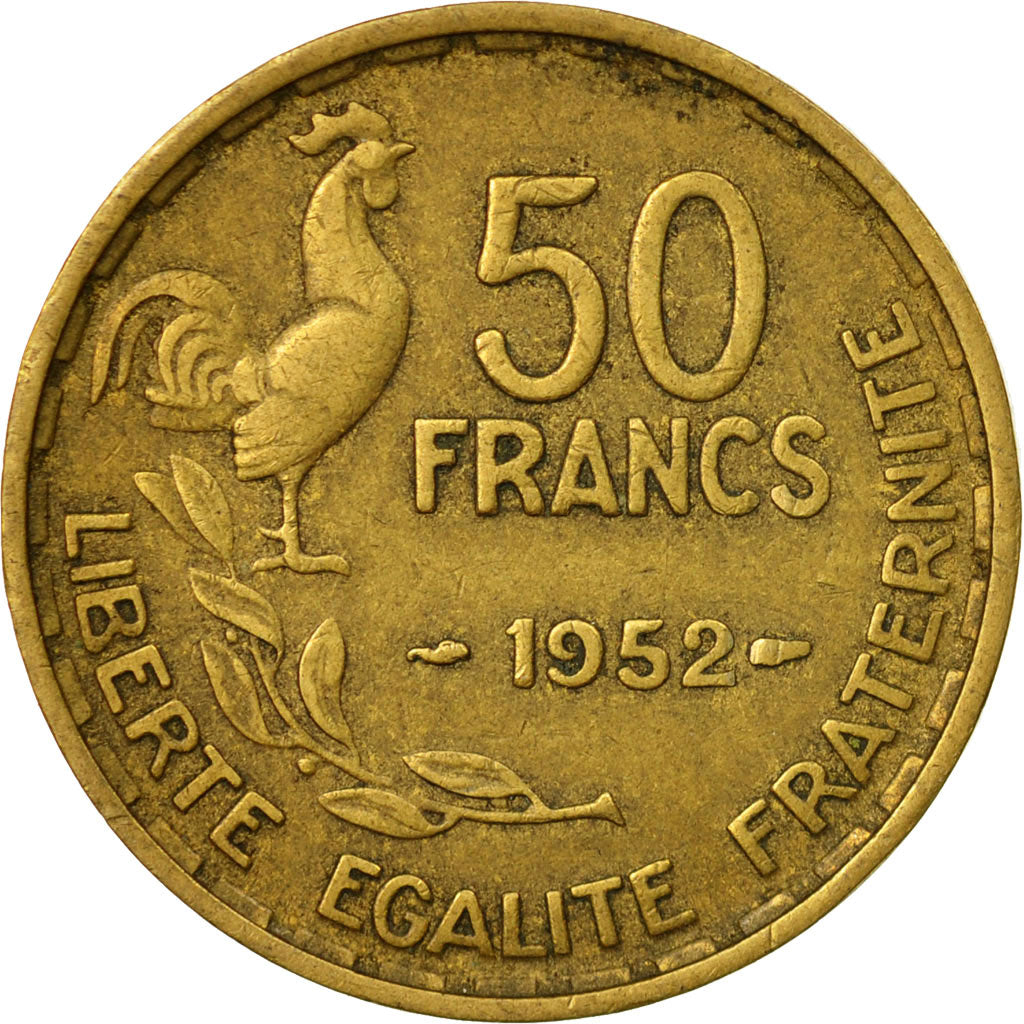 Munten, Frankrijk, Guiraud, 50 Francs, 1952, Paris, ZF, Aluminum-Bronze