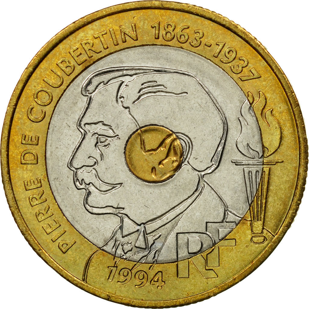 Coin, France, Pierre de Coubertin, 20 Francs, 1994, Paris, EF(40-45)
