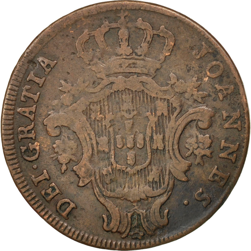 PORTUGAL, 5 Reis, V, 1813, KM #346, VF(30-35), Copper, 6.10