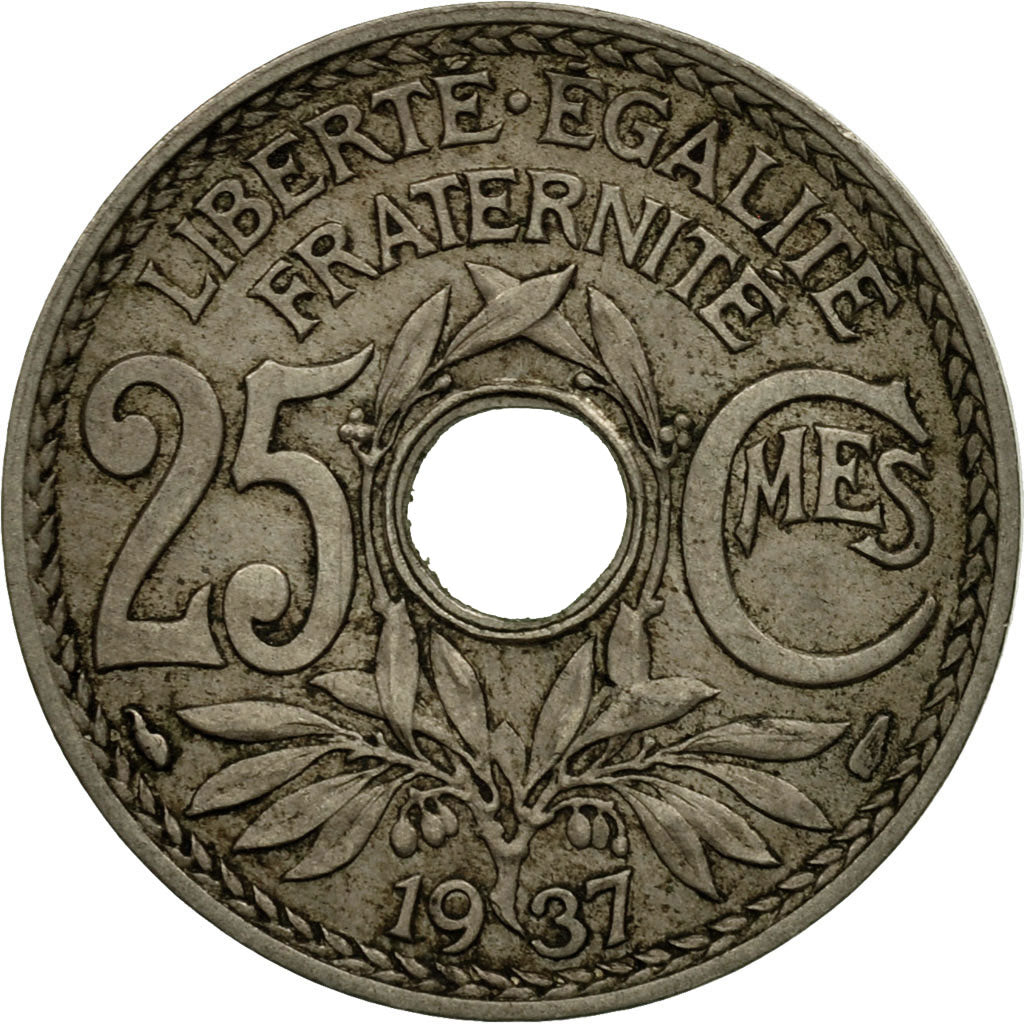 Coin, France, Lindauer, 25 Centimes, 1937, EF(40-45), Copper-nickel, KM:867a