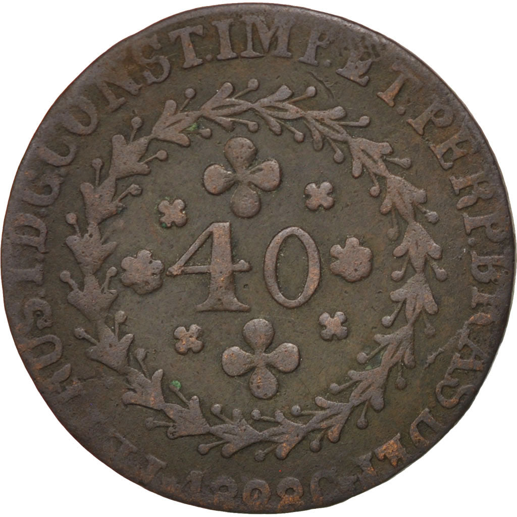 BRAZIL, 40 Reis, 1828, Cuiaba, KM #364.1, VF(30-35), Copper, 4.69