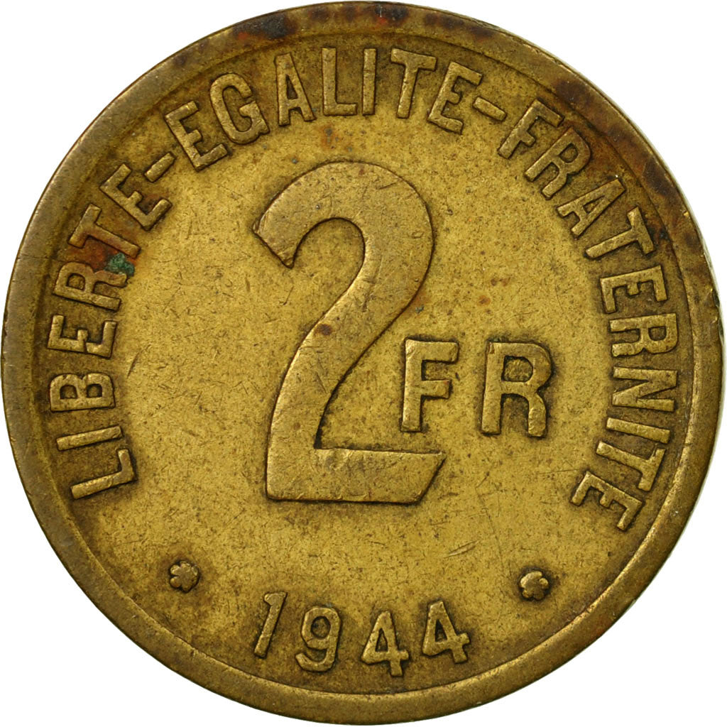 Monnaie, France, France Libre, 2 Francs, 1944, Philadelphie, TTB, Laiton