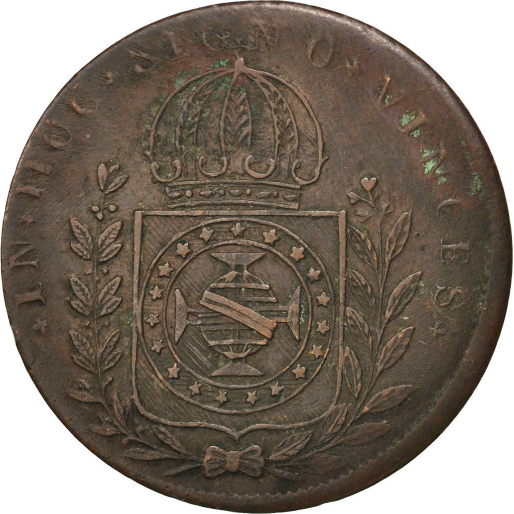 BRAZIL, 40 Reis, 1826, Rio de Janeiro, KM #363.1, VF(30-35), Copper, 9.82