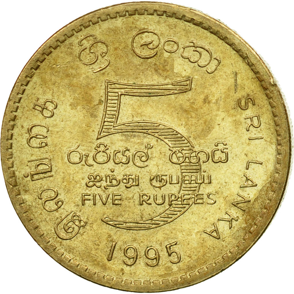 Coin, Sri Lanka, 5 Rupees, 1995, EF(40-45), Aluminum-Bronze, KM:156