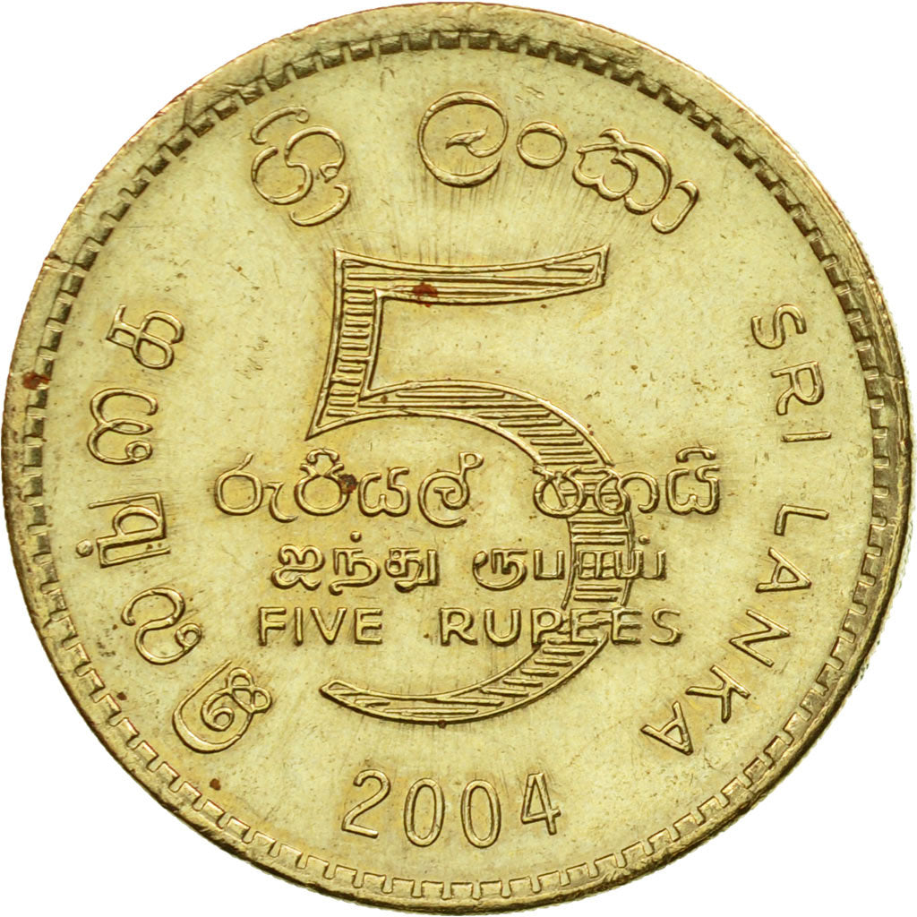 Coin, Sri Lanka, 5 Rupees, 2004, EF(40-45), Nickel-brass, KM:148.2