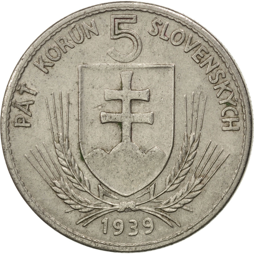 SLOVAKIA, 5 Korun, 1939, KM #2, EF(40-45), Nickel, 27, 7.97