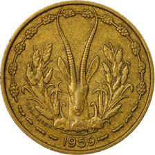 Coin, West African States, 10 Francs, 1959, Paris, EF(40-45), Aluminum-Bronze
