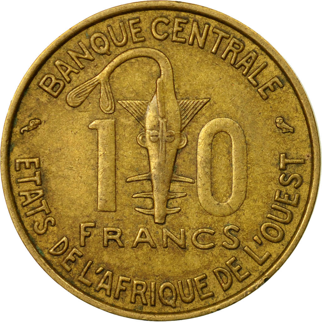 Coin, West African States, 10 Francs, 1959, Paris, EF(40-45), Aluminum-Bronze
