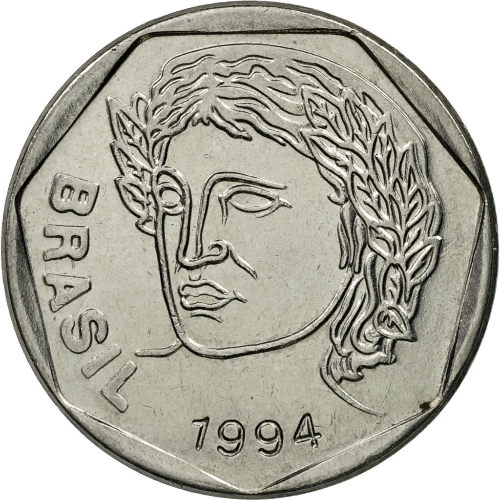 Coin, Brazil, 25 Centavos, 1994, AU(55-58), Stainless Steel, KM:634
