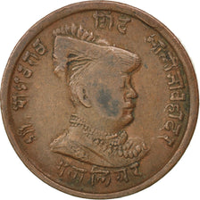 Monnaie, INDIA-PRINCELY STATES, GWALIOR, Madho Rao, 1/4 Anna, 1913, TB+, Cuivre