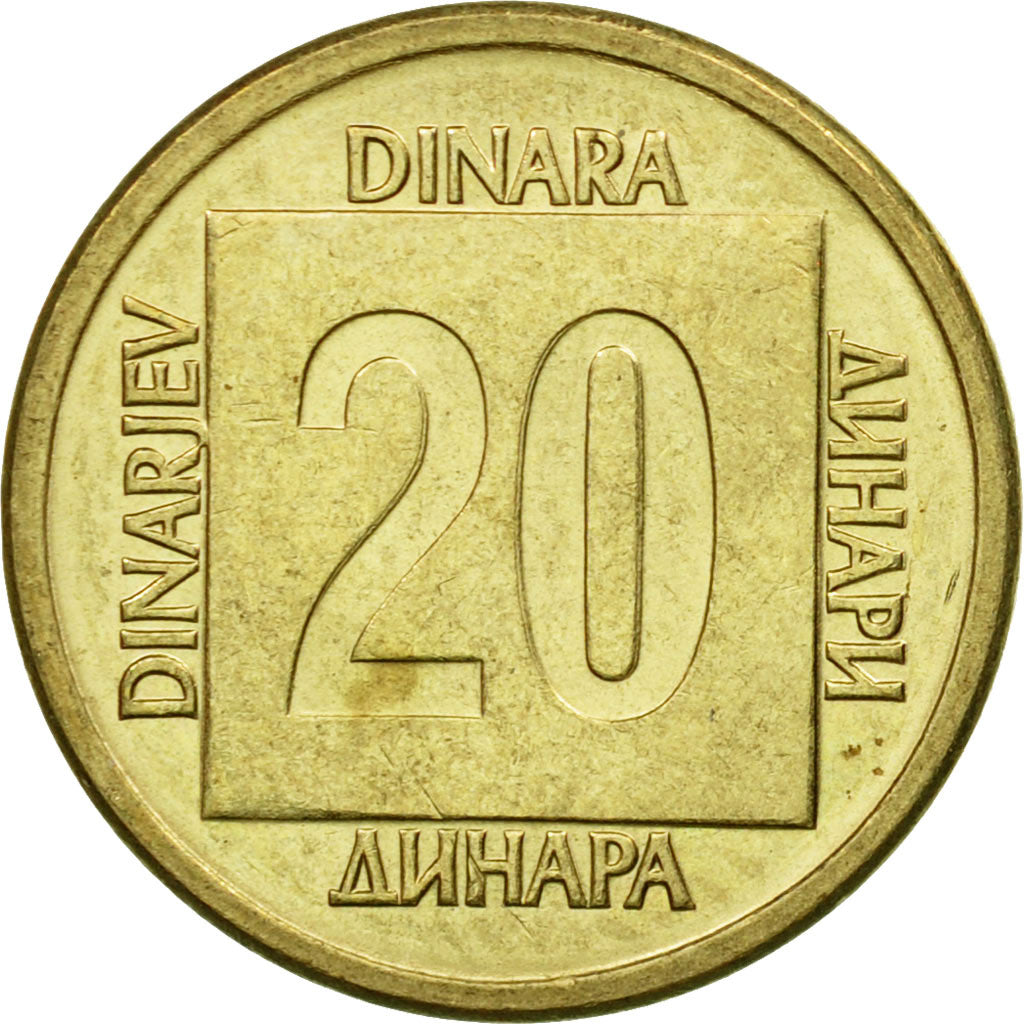 Coin, Yugoslavia, 20 Dinara, 1988, EF(40-45), Brass, KM:132
