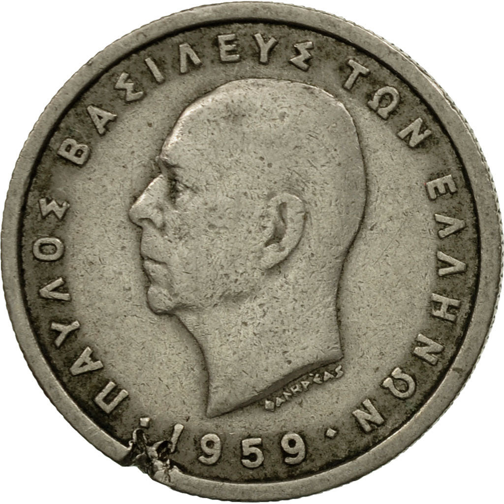 Moneta, Grecja, Paul I, Drachma, 1959, EF(40-45), Miedź-Nikiel, KM:81