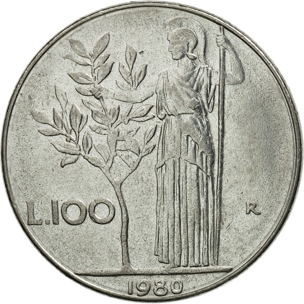 Coin, Italy, 100 Lire, 1980, Rome, EF(40-45), Stainless Steel, KM:96.1