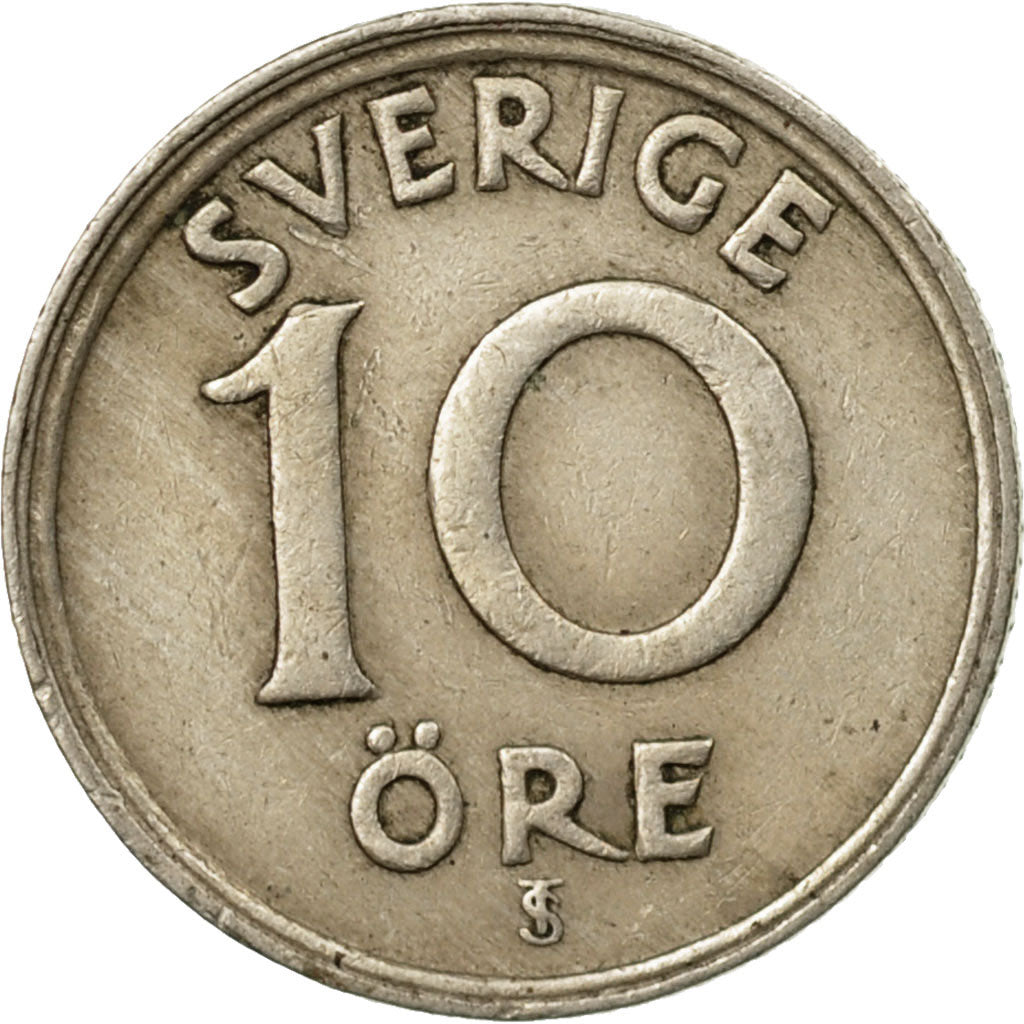 Coin, Sweden, Gustaf V, 10 Öre, 1946, EF(40-45), Nickel-Bronze, KM:795