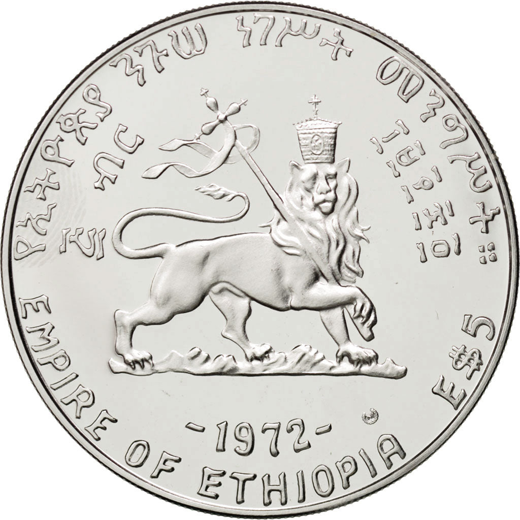 ETHIOPIA, 5 Dollars, 1972, KM #51, MS(65-70), Silver, 19.83
