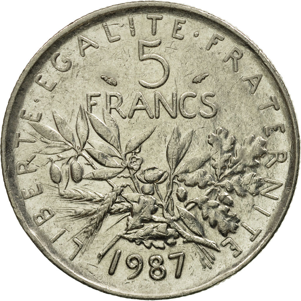 Coin, France, Semeuse, 5 Francs, 1987, Paris, EF(40-45), Nickel Clad