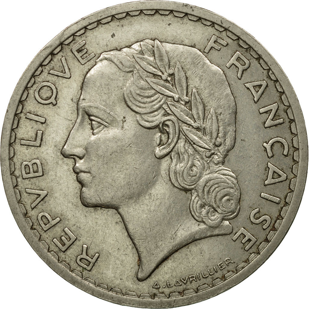 Moneta, Francja, Lavrillier, 5 Francs, 1935, Paris, EF(40-45), Nikiel, KM:888
