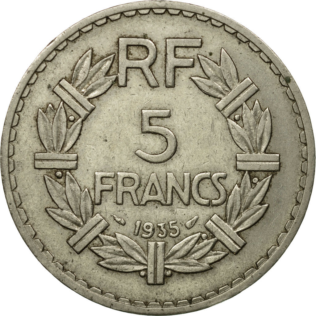 Moneta, Francja, Lavrillier, 5 Francs, 1935, Paris, EF(40-45), Nikiel, KM:888