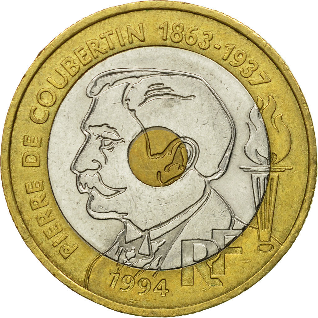 Coin, France, Pierre de Coubertin, 20 Francs, 1994, Paris, EF(40-45)