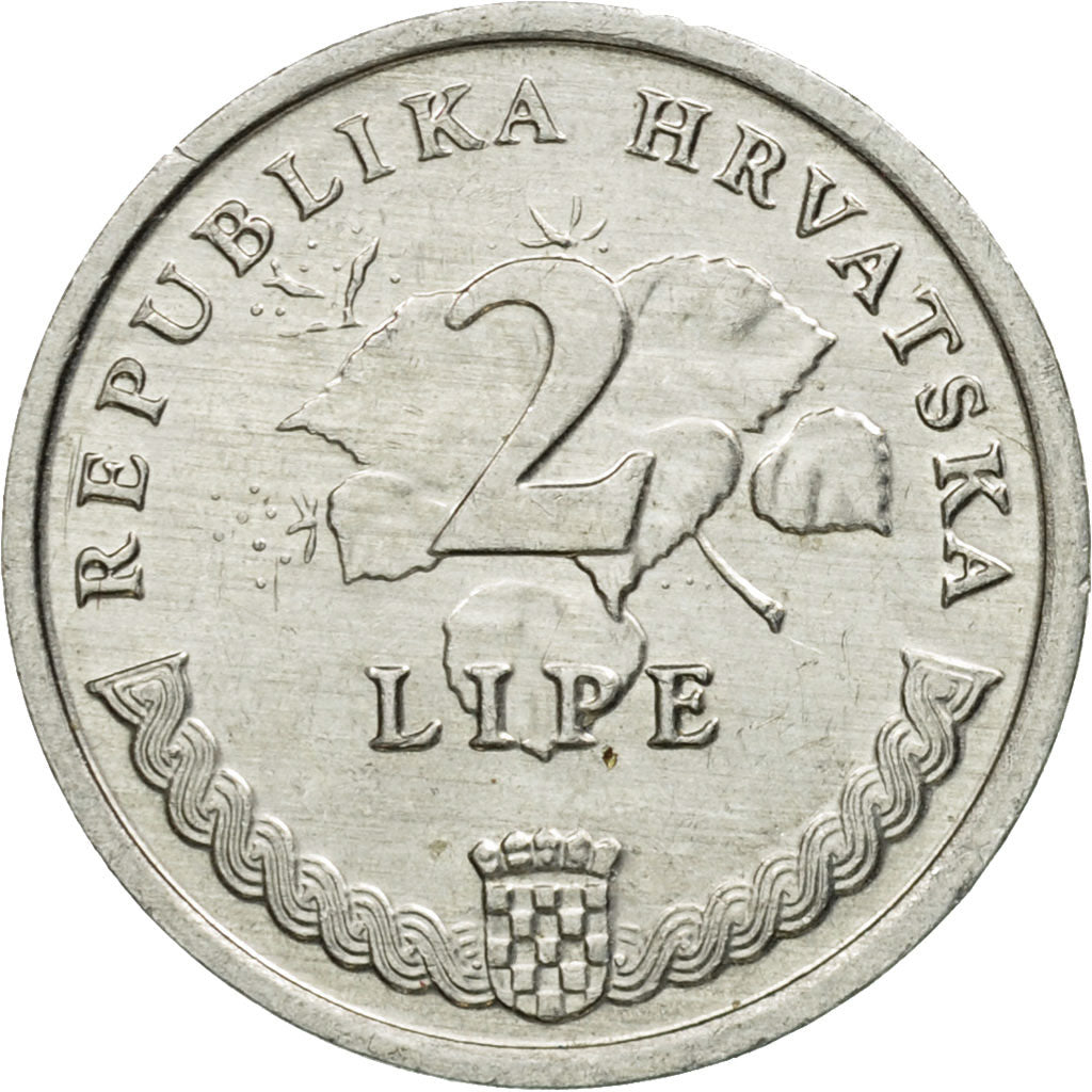 Coin, Croatia, 2 Lipe, 1993, EF(40-45), Aluminum, KM:4