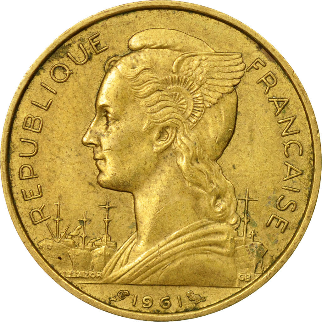 Coin, Réunion, 20 Francs, 1961, EF(40-45), Aluminum-Bronze, KM:11