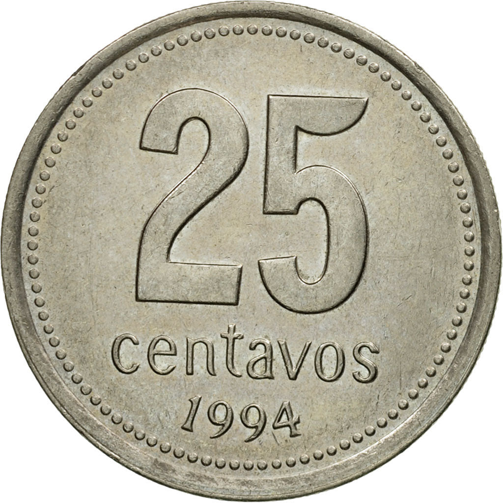 Moneda, Argentina, 25 Centavos, 1994, MBC, Cobre - níquel, KM:110a