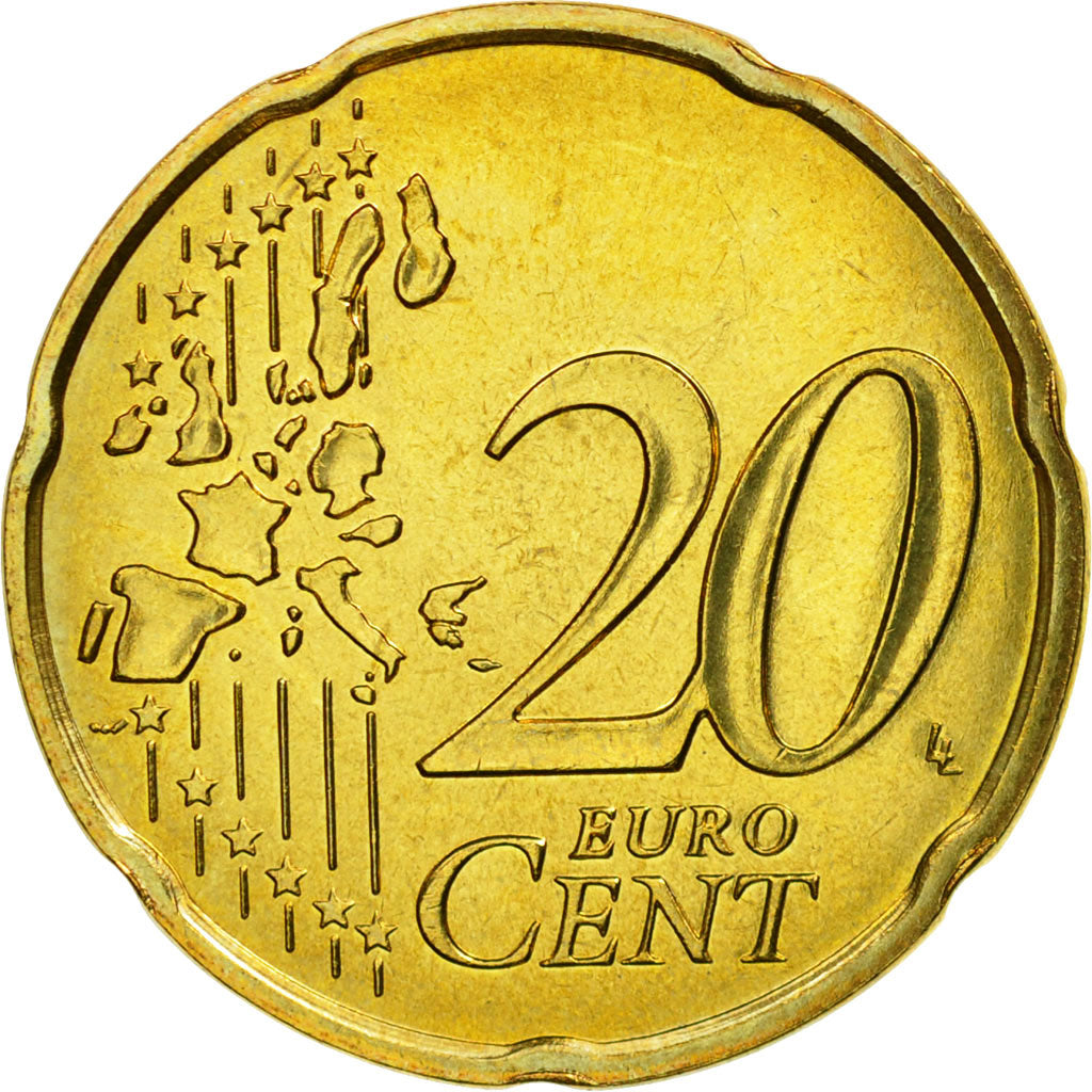 France, 20 Euro Cent, 2006, MS(65-70), Brass, KM:1286