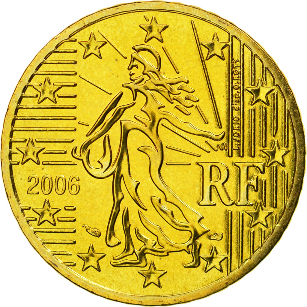 France, 50 Euro Cent, 2006, MS(65-70), Brass, KM:1287