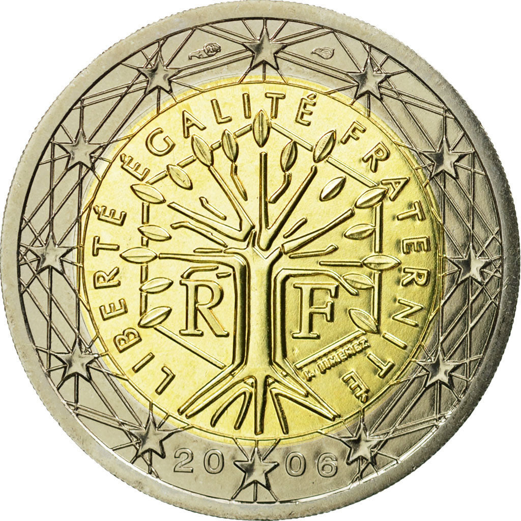 France, 2 Euro, 2006, MS(65-70), Bi-Metallic, KM:1289