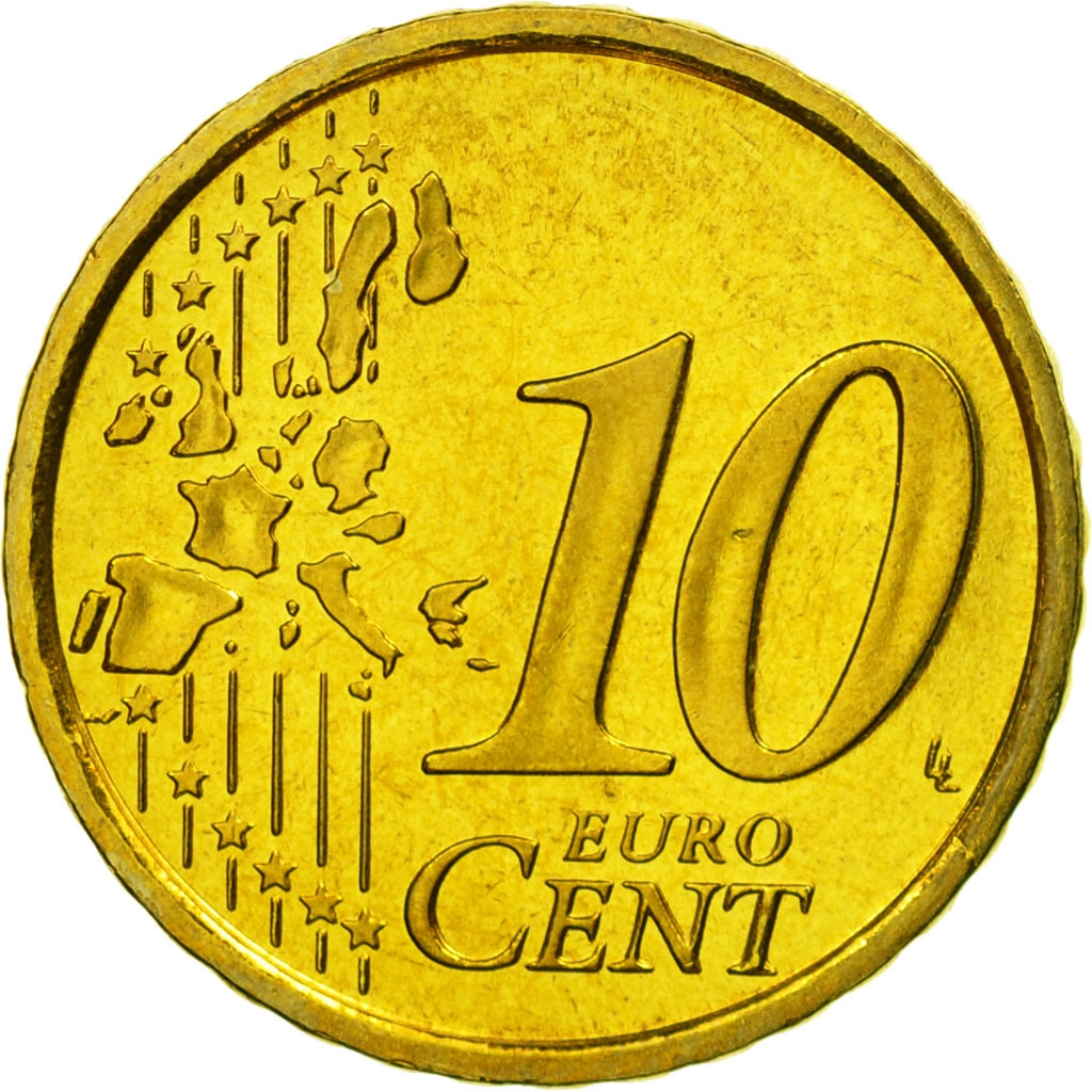 San Marino, 10 Euro Cent, 2005, MS(65-70), Brass, KM:443