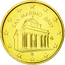 San Marino, 10 Euro Cent, 2007, MS(65-70), Brass, KM:443