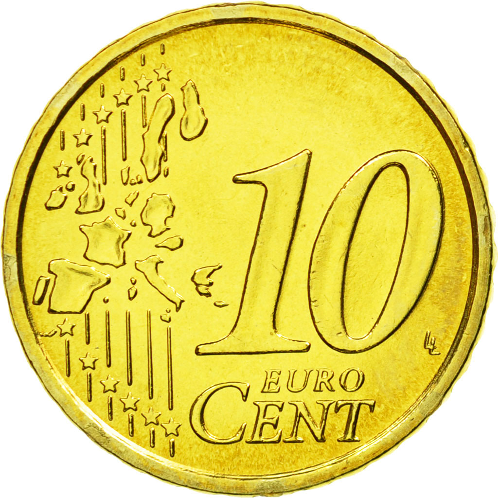 San Marino, 10 Euro Cent, 2007, MS(65-70), Brass, KM:443