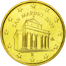 San Marino, 10 Euro Cent, 2007, MS(65-70), Brass, KM:443